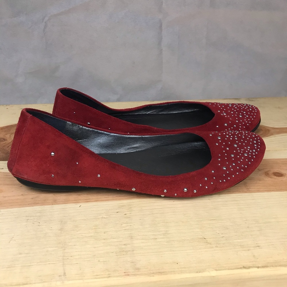 Nine West "Sassy Pants" Studded Red Flats Shoes